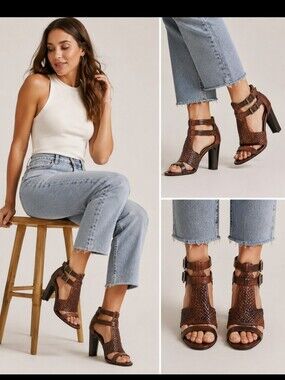 NWT BCBGMaxAzria Brown Stiletto Heels with Crisscross Straps -Leather